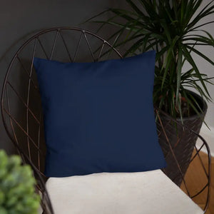 Navy Blue Basic Pillow with Golden Flower Design - Dipaliz - Throw Pillows