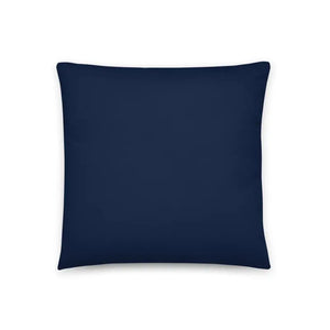 Navy Blue Basic Pillow with Golden Flower Design - Dipaliz - Throw Pillows