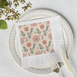 Home Decor - Three-ply White Paper Napkins - Orange Butterfly Floral - Dipaliz 6.5’’ x / 50 Pcs