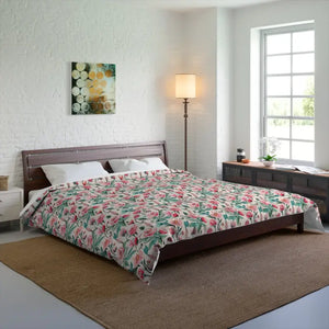 Flowers Pattern Comforter - Cozy Elegant Bedroom Style - Dipaliz - 104’’ × 88’’ - Quilts & Comforters