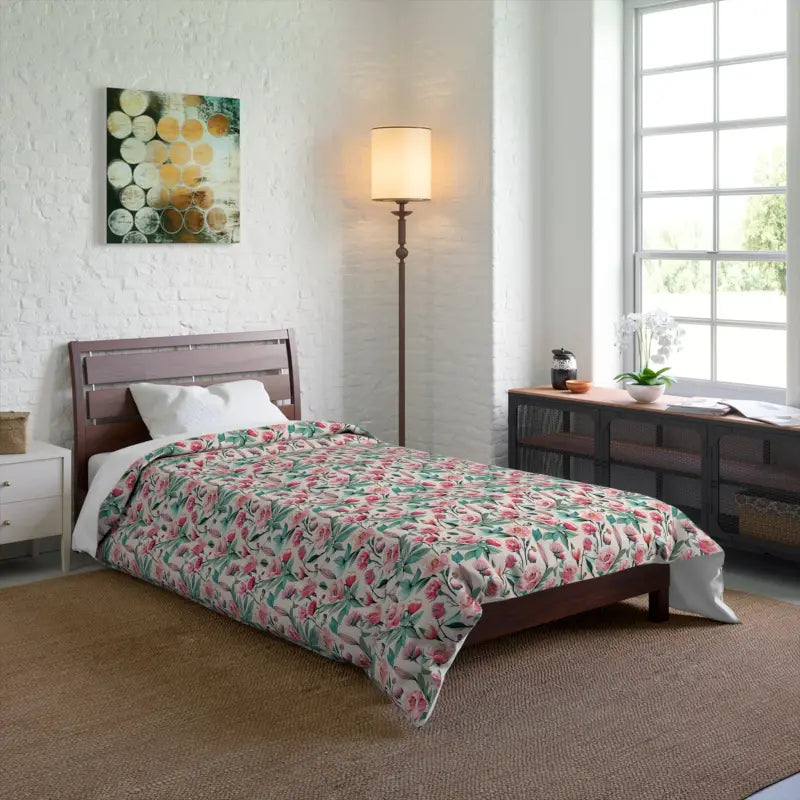 Blissful Snooze: Elegant Flowers Pattern Comforter - 68’’ × 88’’ Home Decor