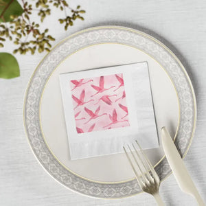 Pink Flamingo Napkins Elegant Bridal Shower Decor - Dipaliz - 4.8’’ x / White / 100 Pcs - Paper