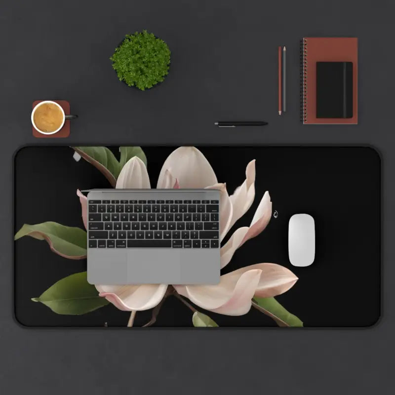 Elevate your Space with the Elegant Pink Magnolia Desk Mat - Home Decor