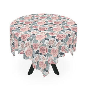 Elegant Pink Rose Tablecloth Stylish One-sided Print - Dipaliz - one Size / White - Tablecloths