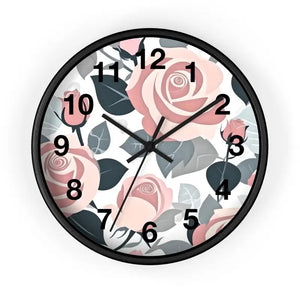 Pink Roses Wall Clock Premium Materials Timeless Elegance Dipaliz - Black / 10’’ - Clocks