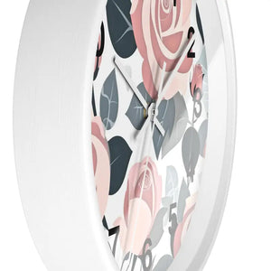 Pink Roses Wall Clock Premium Materials Timeless Elegance Dipaliz - Clocks