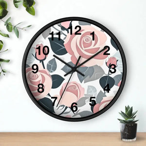 Pink Roses Wall Clock Premium Materials Timeless Elegance Dipaliz - Clocks