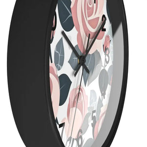 Pink Roses Wall Clock Premium Materials Timeless Elegance Dipaliz - Clocks