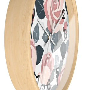 Pink Roses Wall Clock Premium Materials Timeless Elegance Dipaliz - Clocks