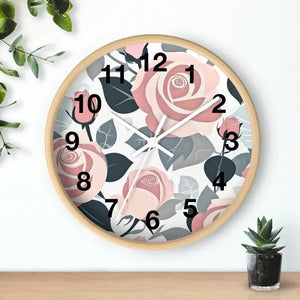 Pink Roses Wall Clock Premium Materials Timeless Elegance Dipaliz - Clocks