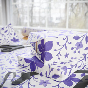 Purple Floral Wrapping Paper – Elegant Bloom - Dipaliz