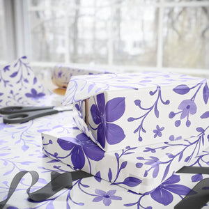 Purple Floral Wrapping Paper – Elegant Bloom - Dipaliz