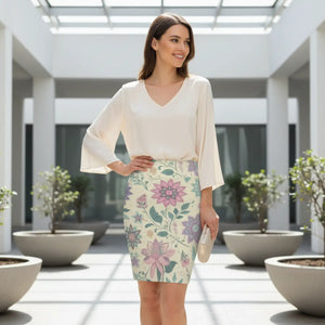 Elegant Spring Pencil Skirt - Vibrant Floral Print - Dipaliz - Skirts - Xs