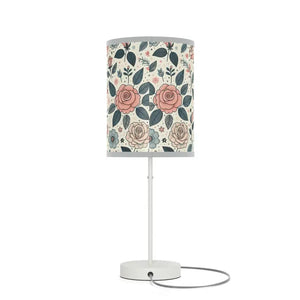 Rose Table Lamp Steel Base Elegant Pastel Flowers - Dipaliz - Lamps