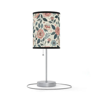 Rose Table Lamp Steel Base Elegant Pastel Flowers - Dipaliz - Lamps