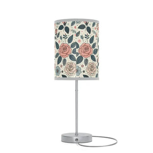 Rose Table Lamp Steel Base Elegant Pastel Flowers - Dipaliz - Lamps