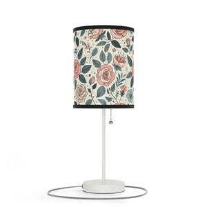 Rose Table Lamp Steel Base Elegant Pastel Flowers - Dipaliz - Lamps