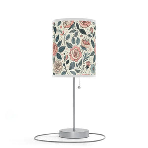 Rose Table Lamp Steel Base Elegant Pastel Flowers - Dipaliz - Lamps