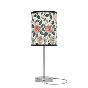 Rose Table Lamp Steel Base Elegant Pastel Flowers - Dipaliz - Lamps