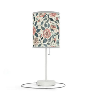 Rose Table Lamp Steel Base Elegant Pastel Flowers - Dipaliz - Lamps