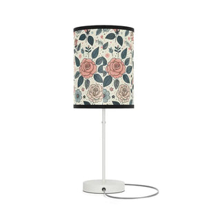 Rose Table Lamp Steel Base Elegant Pastel Flowers - Dipaliz - Lamps