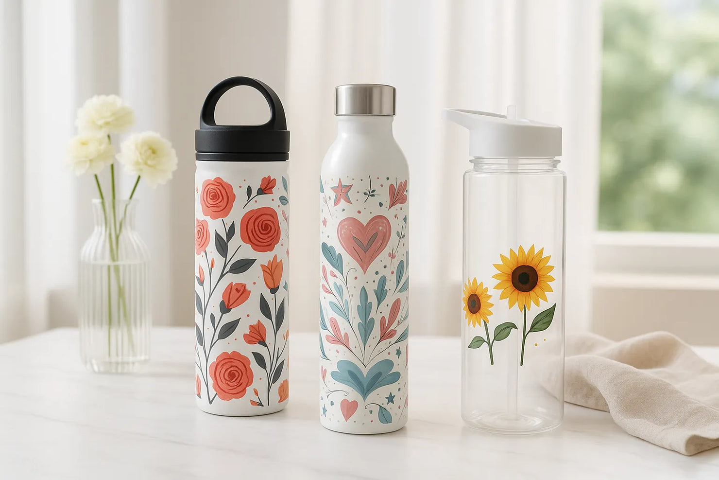 Elegant water bottle showcase