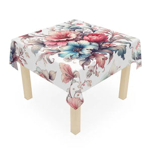 Watercolor Flowers Intricately Designed Tablecloth - Dipaliz - one Size / White - Tablecloths