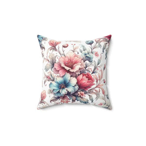 Flower Throw Pillow - White Spun Polyester Watercolor Floral - Dipaliz - 14’’ × - Pillows