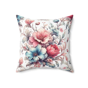 Flower Throw Pillow - White Spun Polyester Watercolor Floral - Dipaliz - Pillows