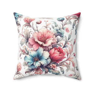 Flower Throw Pillow - White Spun Polyester Watercolor Floral - Dipaliz - Pillows