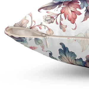 Flower Throw Pillow - White Spun Polyester Watercolor Floral - Dipaliz - Pillows