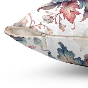 Flower Throw Pillow - White Spun Polyester Watercolor Floral - Dipaliz - Pillows