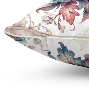 Flower Throw Pillow - White Spun Polyester Watercolor Floral - Dipaliz - Pillows