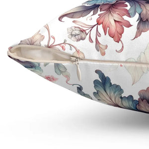 Flower Throw Pillow - White Spun Polyester Watercolor Floral - Dipaliz - Pillows