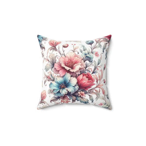 Flower Throw Pillow - White Spun Polyester Watercolor Floral - Dipaliz - Pillows