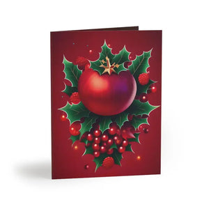 Merry Christmas Greeting Cards with Matching White Envelopes - Dipaliz - 8 Pcs / Matte / 4.25” x 5.5” - & Note