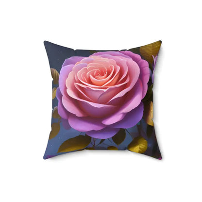 Elevate your Space with Pink Roses Polyester Square Pillow - 16’’ × Home Decor