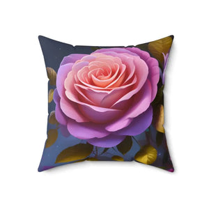 Pink Roses Flower Spun Polyester Square Pillow - Elegant Decor - Dipaliz - 18’’ × - Throw Pillows