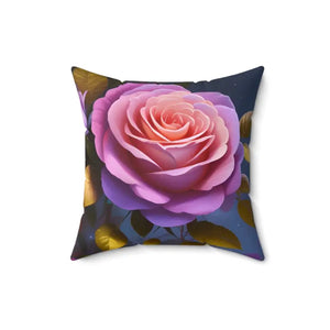 Pink Roses Flower Spun Polyester Square Pillow - Elegant Decor - Dipaliz - Throw Pillows