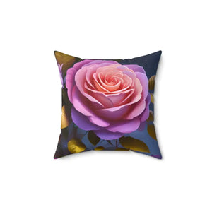 Pink Roses Flower Spun Polyester Square Pillow - Elegant Decor - Dipaliz - Throw Pillows