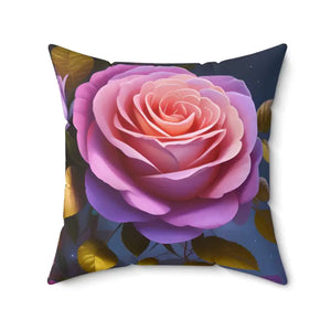 Pink Roses Flower Spun Polyester Square Pillow - Elegant Decor - Dipaliz - Throw Pillows