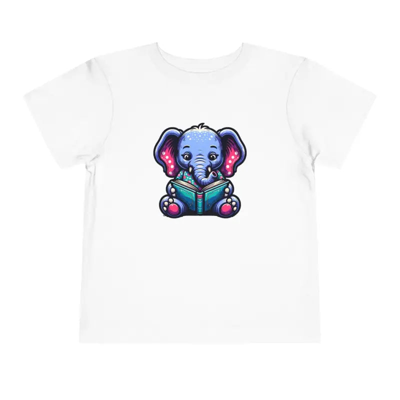 Charming Elephant Bookworm Short Sleeve Tee for Toddlers - Kids Clothes