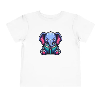 Charming Elephant Bookworm Short Sleeve Tee for Toddlers - Kids Clothes