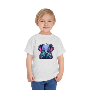 Short Sleeve Tee Elephant Reading a Book Design by Dipaliz - Athletic Heather / 2t - Baby & Toddler Clothing