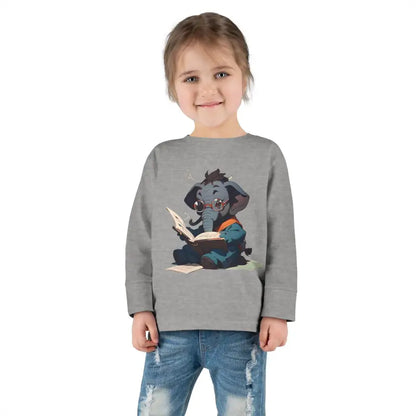 Trunk-tastic Elephant Fun Toddler Long Sleeve Tee Explodes with Joy! - Heather / 2t Kids Clothes