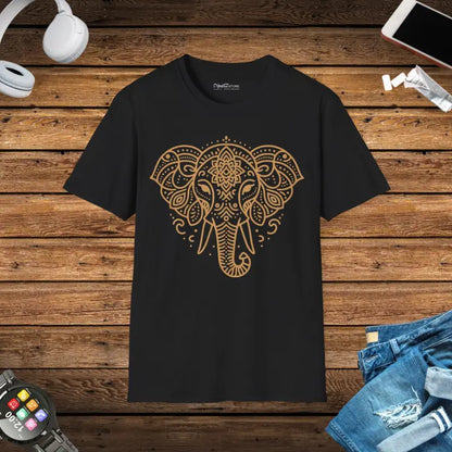 Unisex Softstyle T-shirt with Mandala Elephant Magic - Black / s T-shirt