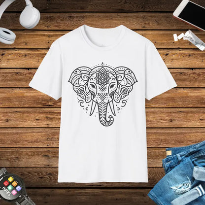 Unisex Softstyle T-shirt with Mandala Elephant Magic - White / s T-shirt