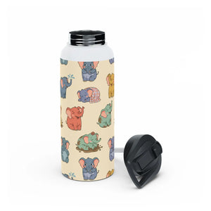 Elephant Pattern Stainless Steel Water Bottle, Cute Pastel Baby Design - Bottles