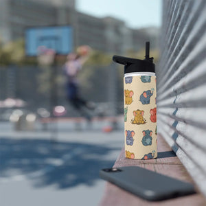 Elephant Pattern Stainless Steel Water Bottle, Cute Pastel Baby Design - Bottles