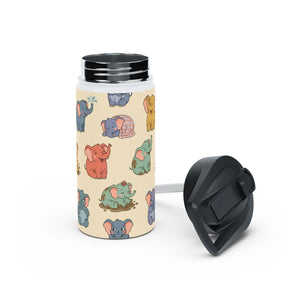 Elephant Pattern Stainless Steel Water Bottle, Cute Pastel Baby Design - Bottles
